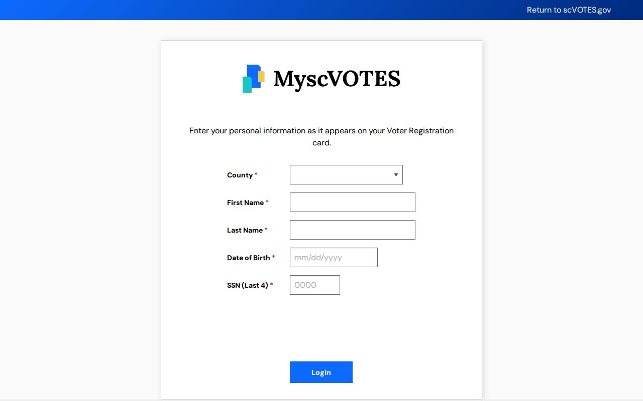 Sumter residents directory MySCVotes registration route