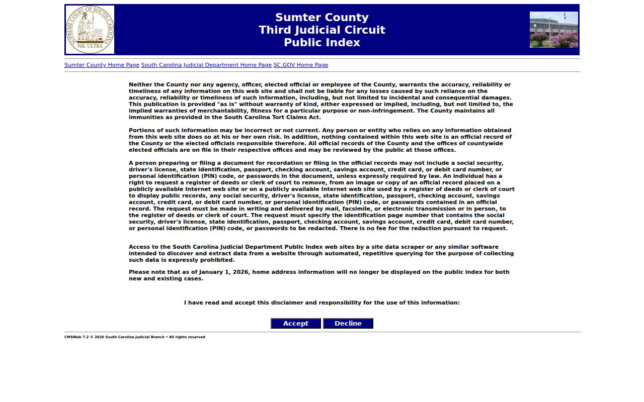 Sumter residents directory court Public Index route